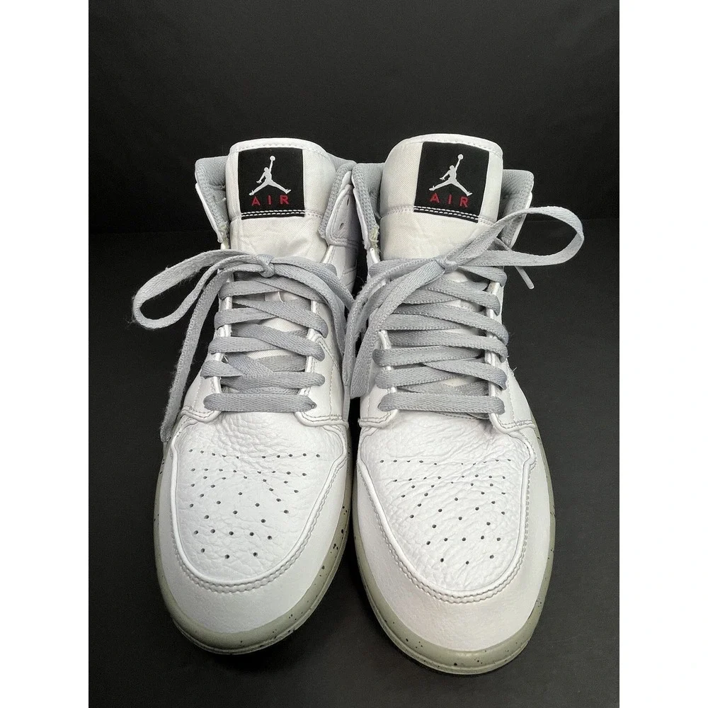 Air Jordan 1 Mid White Cement Men's Size 8 Sneakers 554724-115 Leather Nike